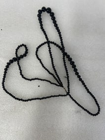 Antique Jet Bead Triple Strand Necklace