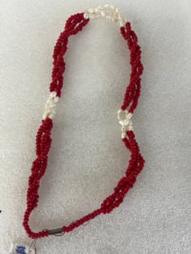 Antique Coral and Pearl Necklace