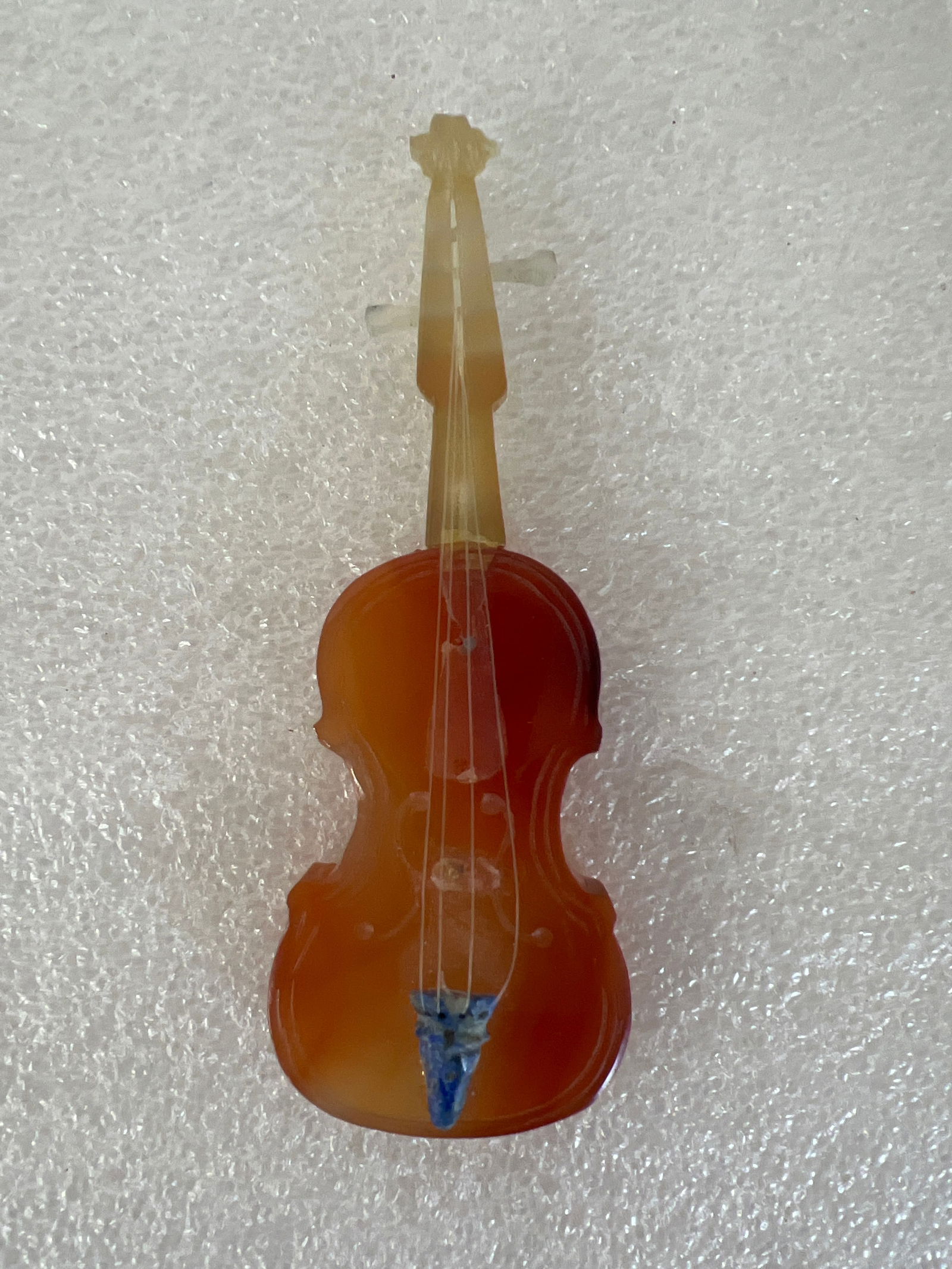 Antique Figure of a Violin: Fashioned from gemstones, probably topaz and other
