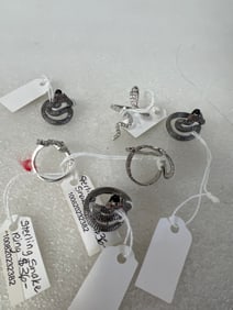Sterling Silver Snake Rings (3) and three others.