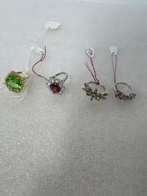 Vintage Sterling Silver Rings with Various Gemstones (4)