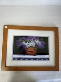 Vintage Print Lilacs in a Basket