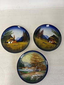 Two Hand Painted German Plates & a Third.