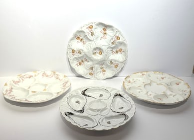 Four(4) French Porcelain Oyster Plates
