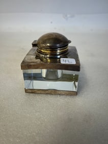 Vintage Crystal and Sterling Mont Blanc Inkwell