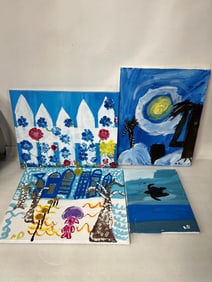 Modernist Oils on Canvas Sgd. AD (4)