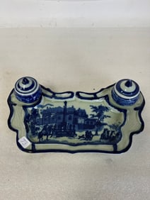 Italian Blue and White Desk Standish