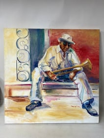 Oil on Canvas. Trombone Player,