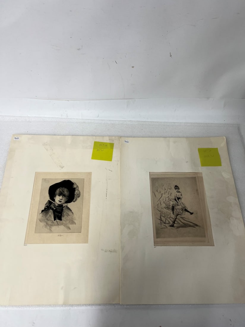 Pr. of Icart Like Etchings.: One with indiscernible signature. 15" x 10 12" and 12" x 10" Two in the lot.