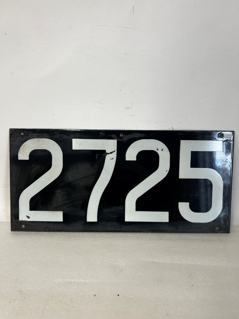 2725 Porcelain Train Sign: As pictured. 10"H x 21 1/2"