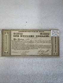 $100 Certificate Lubbock Texas.1837