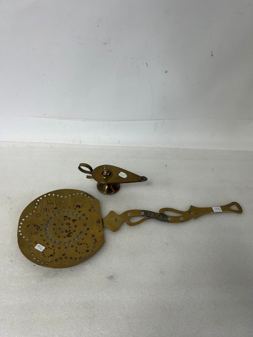 Antique Brass Strainer & "Aladdin's Lamp" (1 of 3)