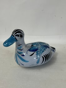 Vintage Mexican Tonala Handpainted Duck Figurine