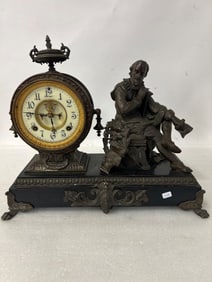 Ansonia Shakespeare Figural Mantle Clock on Marble Base