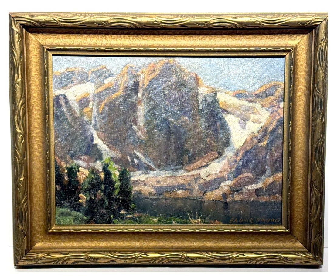 Edgar Payne; Important American Oil Sierra Lake Signed: Edgar Alwin Payne (1883 - 1947) oil on canvas board. Sierra Lake. Signed lower right and inscribed with title on reverse; 9in. X 12in.(image),