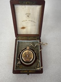 Victorian Diamond Stud "Gold" Pocket Watch and Chain