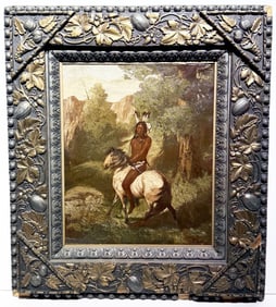 Karl Bodmer; 19thC. American Western Oil Scout on Horseback Signed