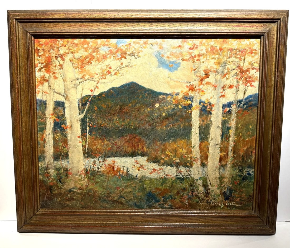 Jonas Lie; 20thC. American Impressionist Oil October in the Adirondacks Signed (1 of 6)