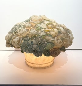 Rare Art Deco Carved Alabaster Lamp