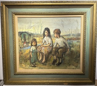 Georgette Nivert; 20thC. French Oil "Les Enfants" Signed