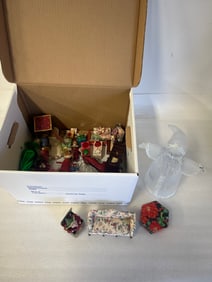 Large Lot of Christmas Ornaments and Doll House Miniatures.(41)