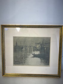Donald Maxwell A Nocturne of The Pool of London Litho