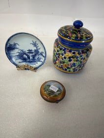 Nanking Cargo Dish, Spaniish Pottery Jar, Limoges Box.