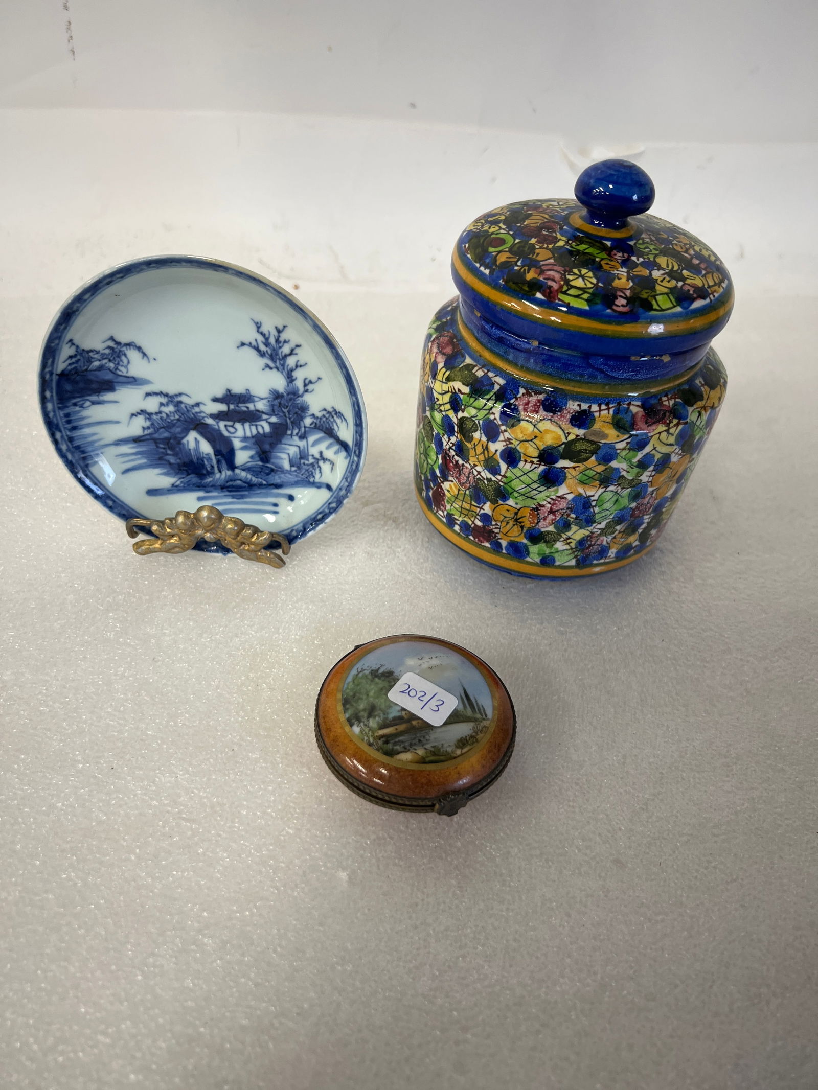 Nanking Cargo Dish, Spaniish Pottery Jar, Limoges Box.: 1979 15 1/2" circular