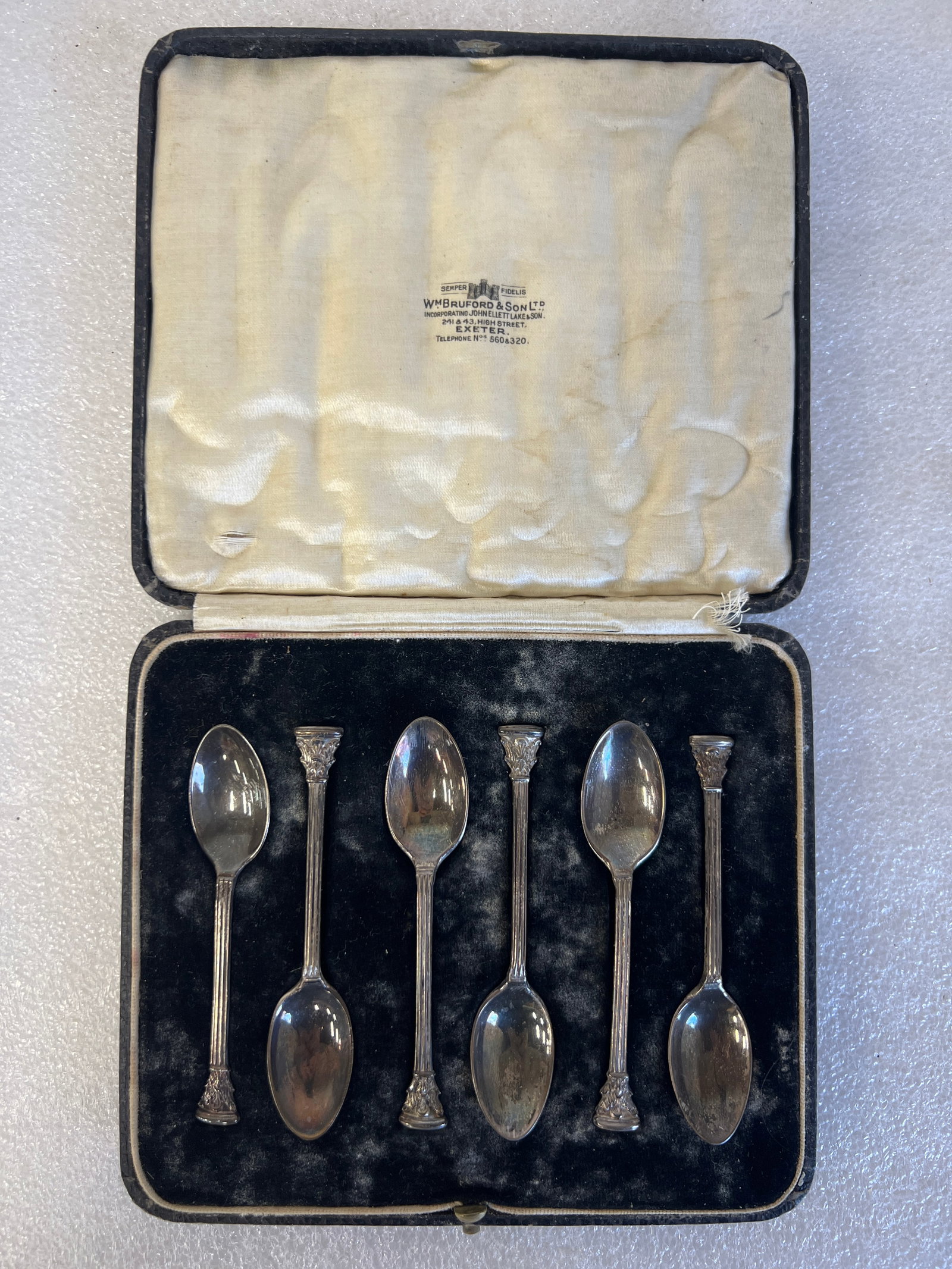 Sterling Silver Demi/Tasse Spoons (6): Bruford @ Son Orig. Box Hallmarks at the Backside