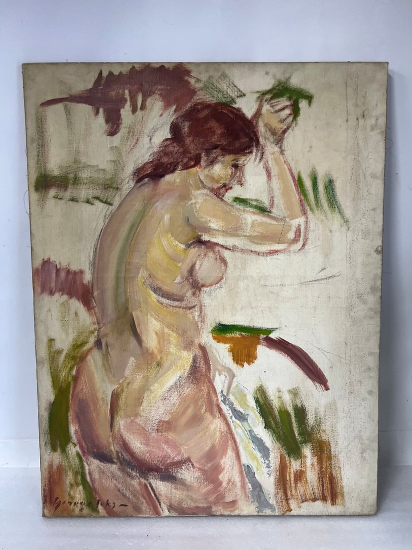 George Luks. Oil. Nude. Signed