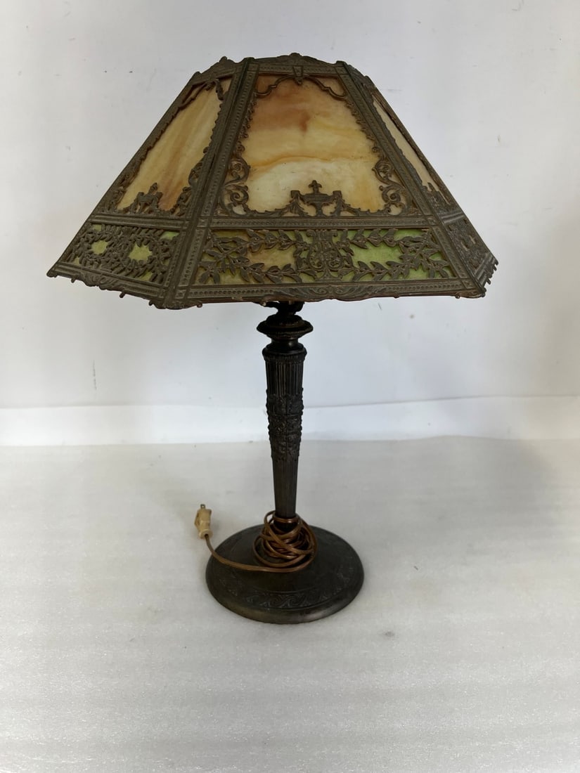Antique Paneled Table Lamp in the Manner of Bradley and Hubbard (1 of 2)
