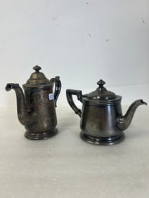 Antique Silver Plate Teapots (2)