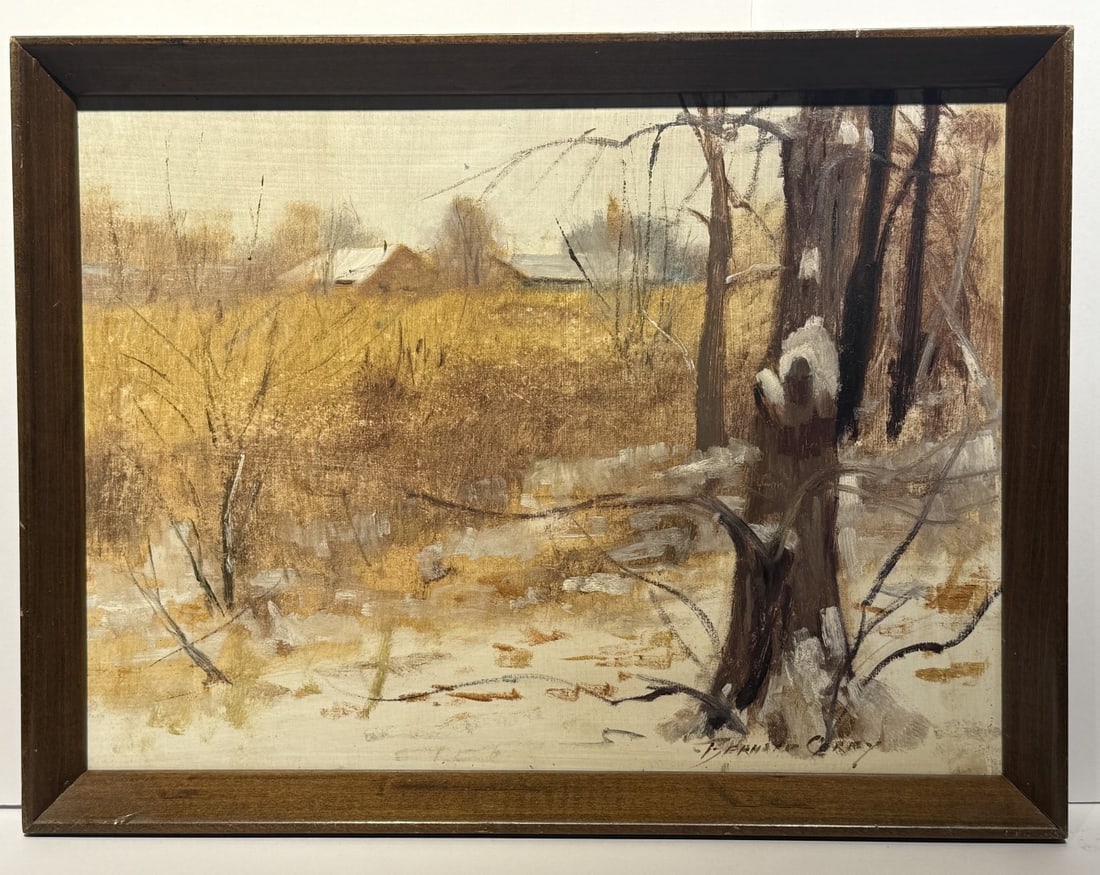 Bernard Corey; 20thC. American Impressionist Oil Farm in Winter Signed (1 of 4)