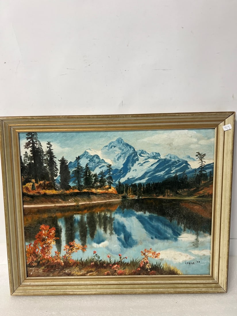 Irene. Mt. Shuksan Washington Oil: Oil on board, Sgd. Irene L. Rl. Tacoma, Washington 18 1/2" x 22 3/4"