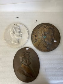 Bronze & Marble President Lincoln Plaques (3)