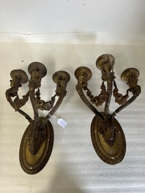 19th C. Bronze French Empire Sconces Pr.