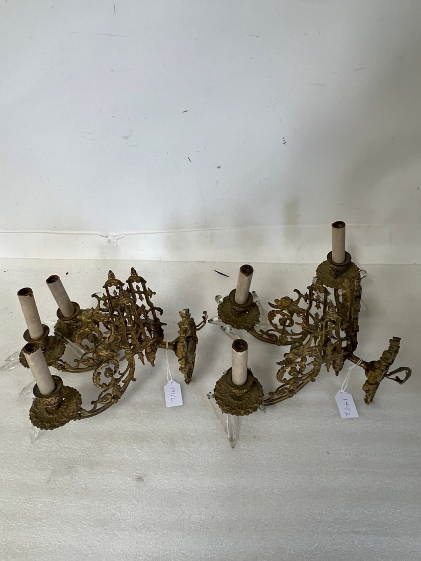 Pr. Victorian Bronze Gothic Revival Sconces (1 of 3)