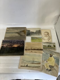 D H Perry Portfolio of Artwork Signed. (9)