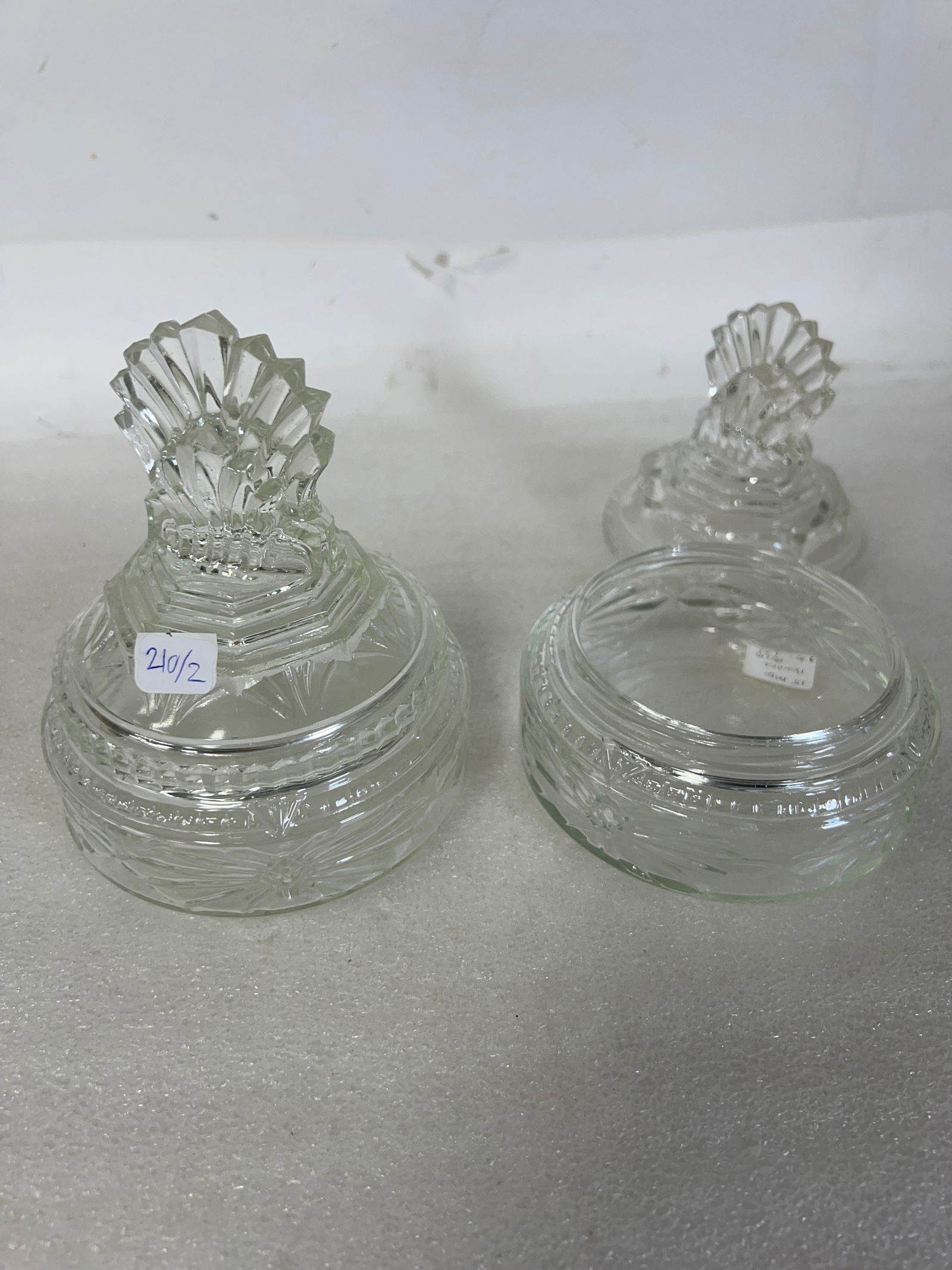 Powder Glass Boxes(2): 5 1/2" H 4 1/2" W