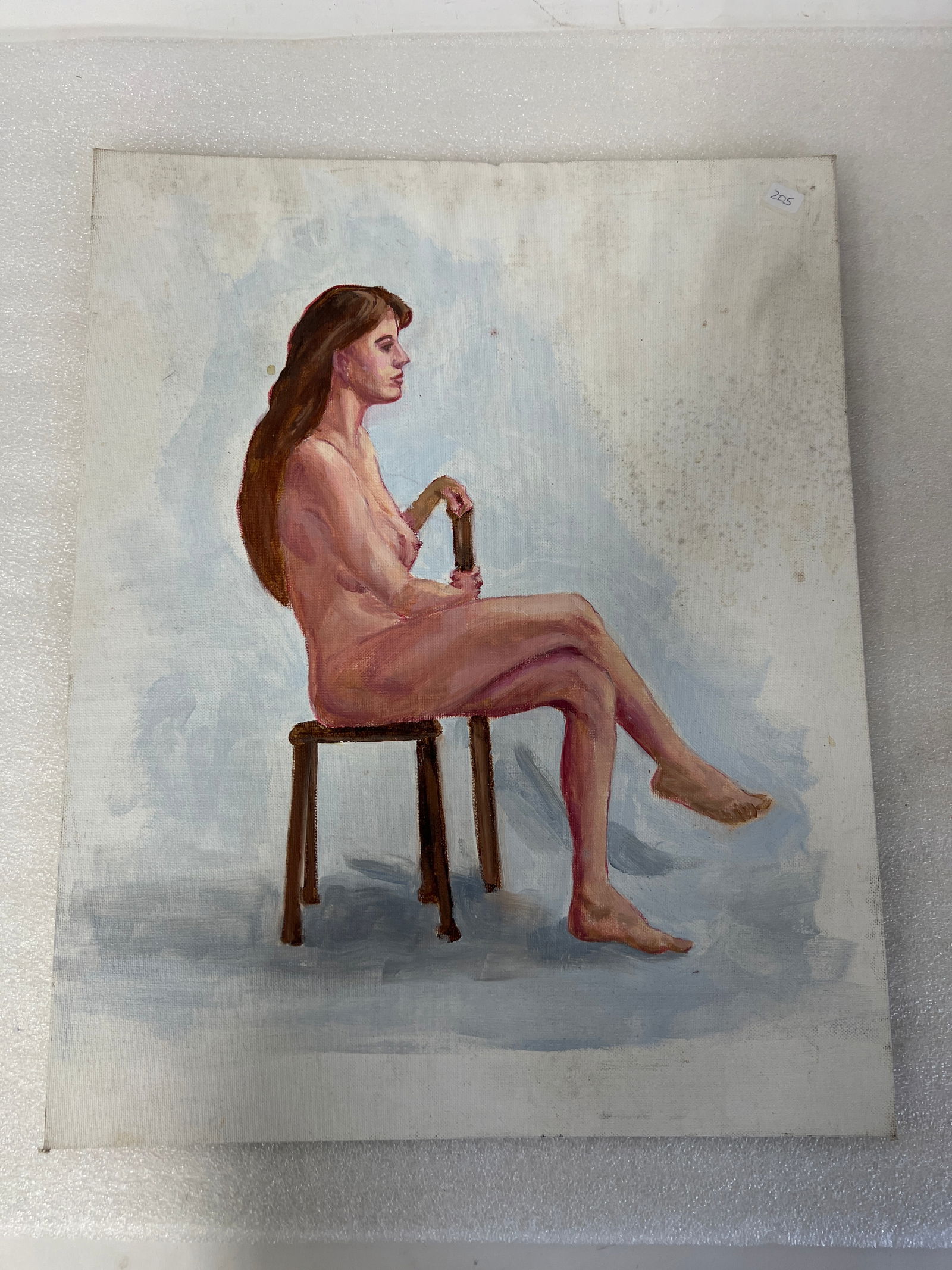 Oil on Board. Sitting Nudw: 20" x 15 3/4"