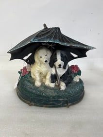 Cast Iron Dogs Under Umbrella