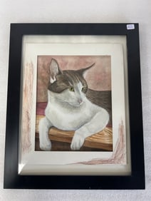 Watercolor of a Cat, Sgd. and Dated
