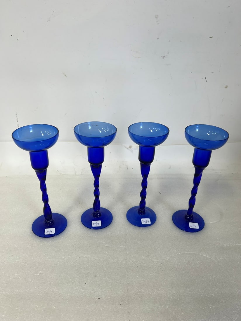 Tall Stemmed Cobalt Blue Candle Holders(4) (1 of 1)