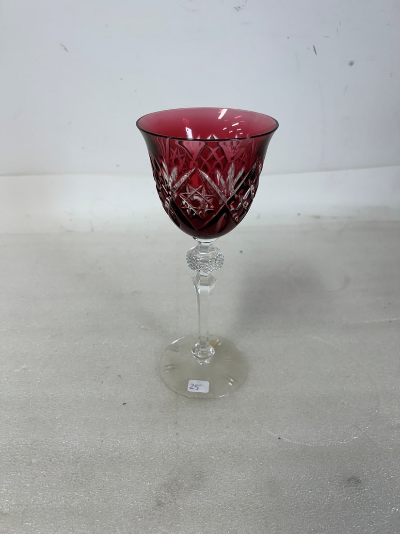 Vintage Bohemian Goblet: Marked "M" at the underside. 8.75"H