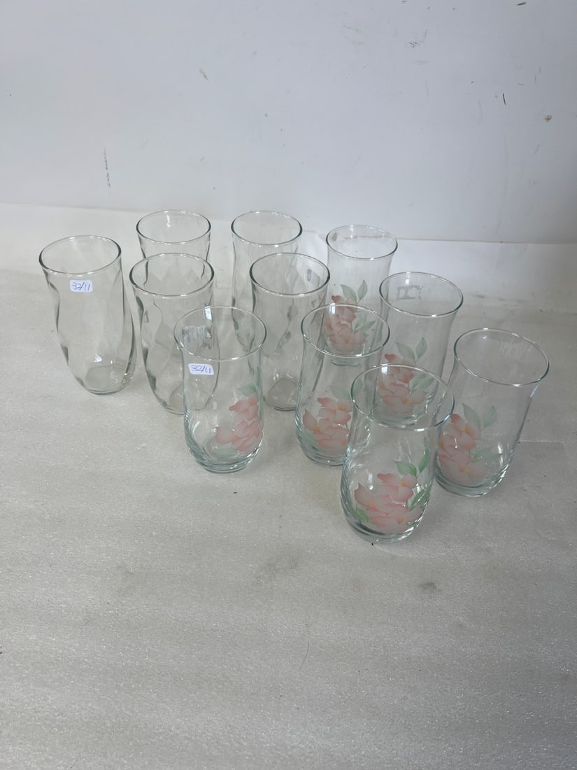 Vintage Crystal Tumblers Floral Decorated and Other(11) (1 of 2)