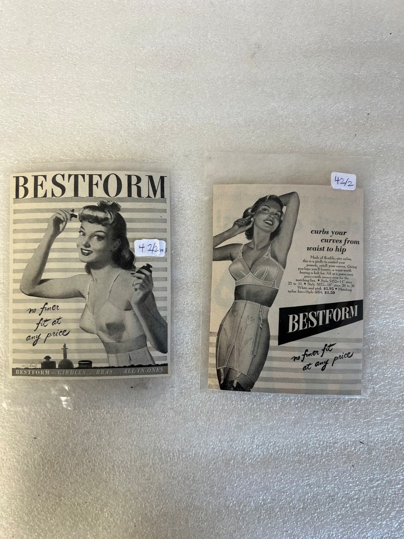 BestForm ADV. Cards (2): 6" H by 5" W Antique. Two in the lot