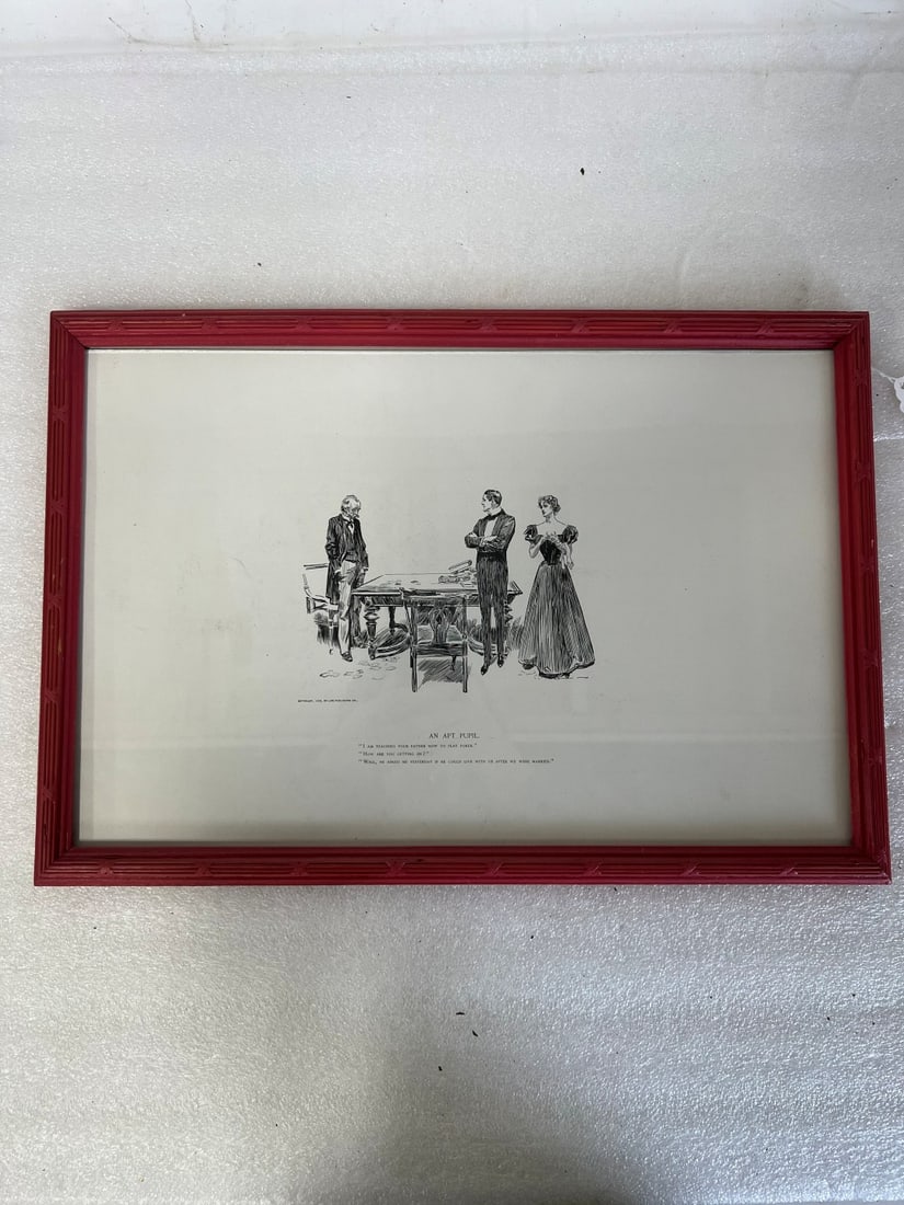 Illustration Print by Charles Gibson "An Apt Pupil" (1 of 2)