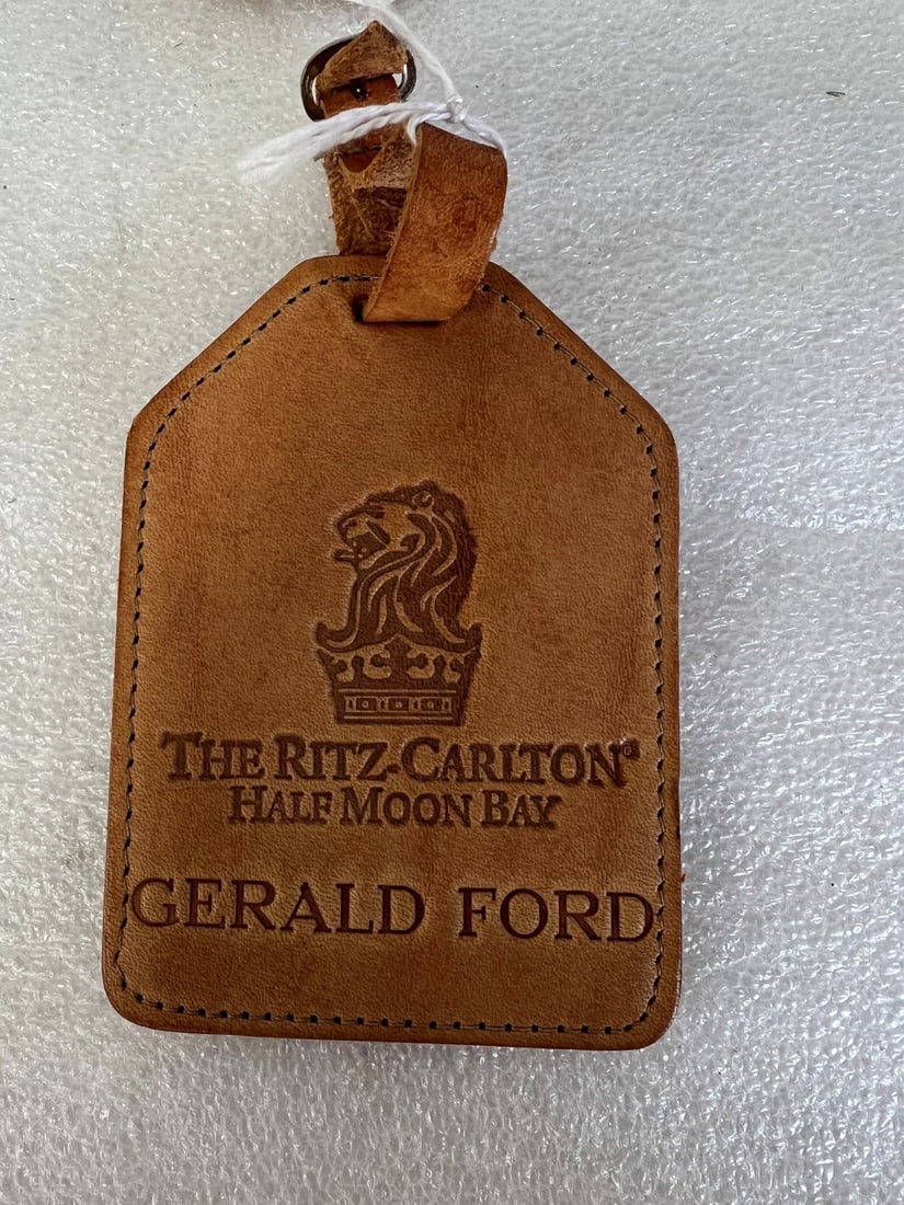Gerald Ford Luggage tag: From the Beaver Creek Residence President and Mrs. Gerald R. Ford6" H by 3" W
