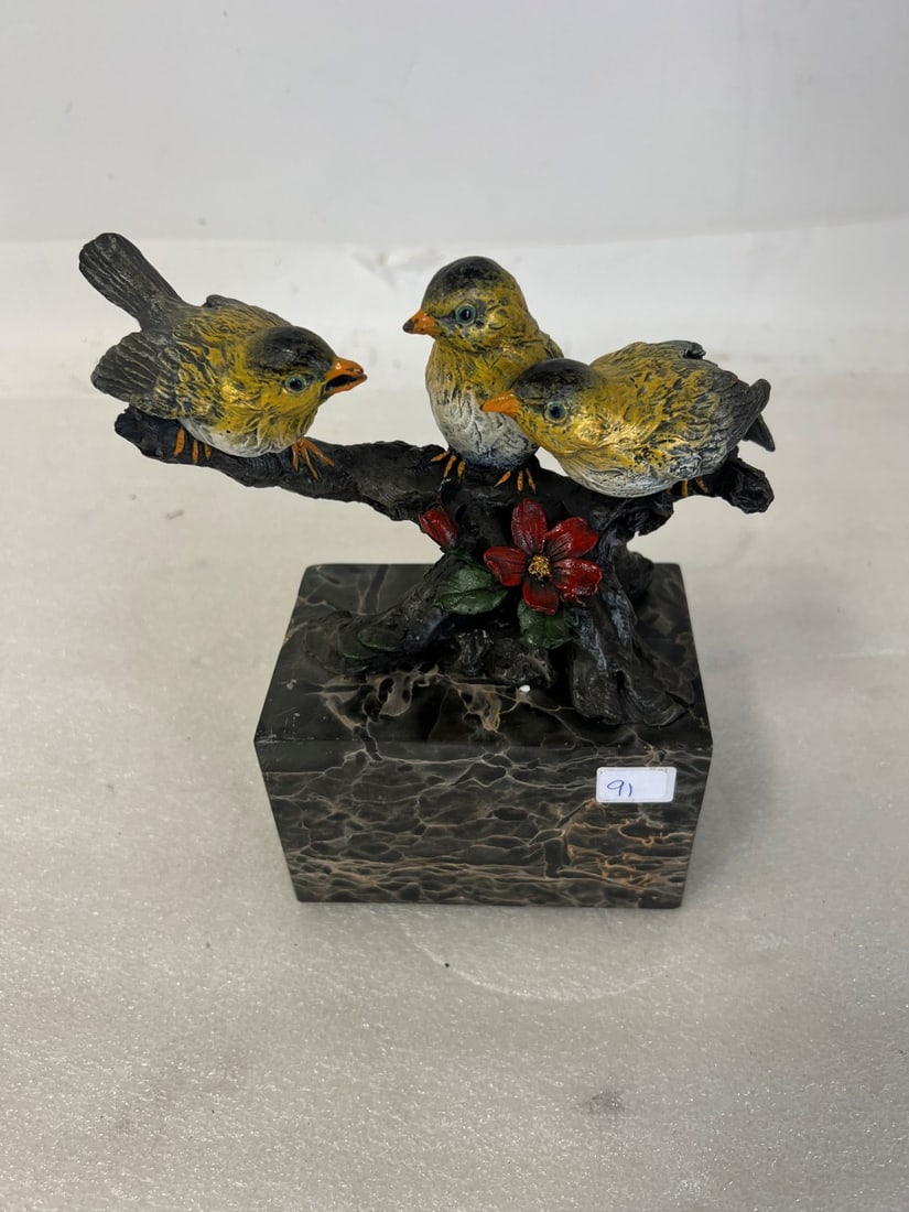 Bronze Sculpture on Marble Base: 8"H by 9"W. Marble base is 3.25"H by 5"W.