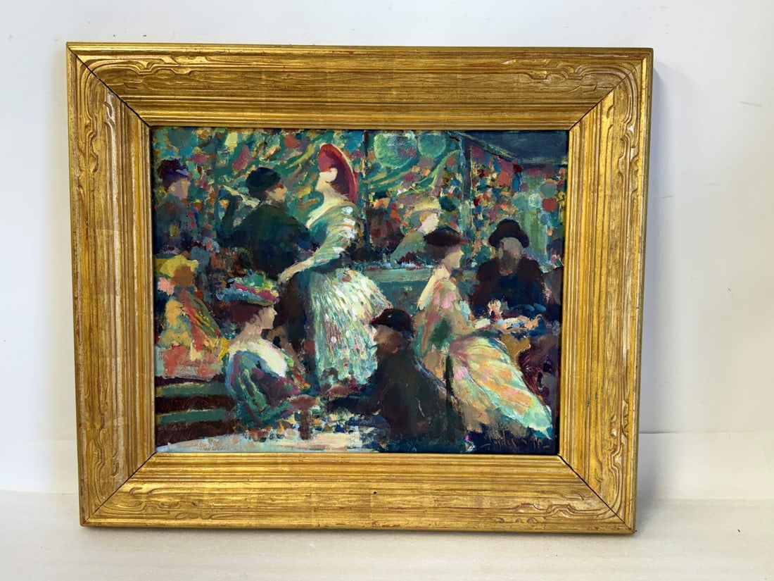 Donald Purdy; 20thC. American Impressionist Oil - Cafe Scene (1 of 4)